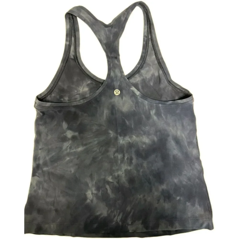 Lululemon Womens Sz 8 Cool Racerback Tank Top Short Length Diamond Dye Navy Blue
